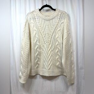 A New Day Target Cable Knit Cream Sweater Womens Size Medium